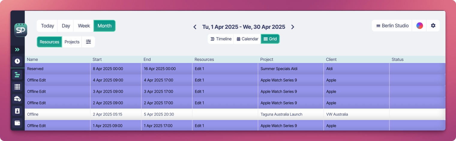 Sonderplan Month Grid
