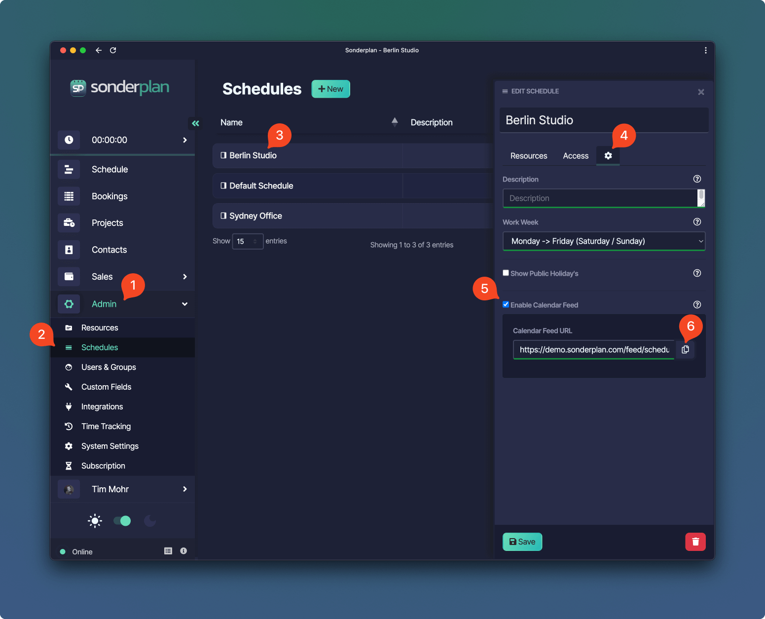 Erstellen eines Zeitplan-Kalender-Feeds auf der Zeitplan-Editorseite