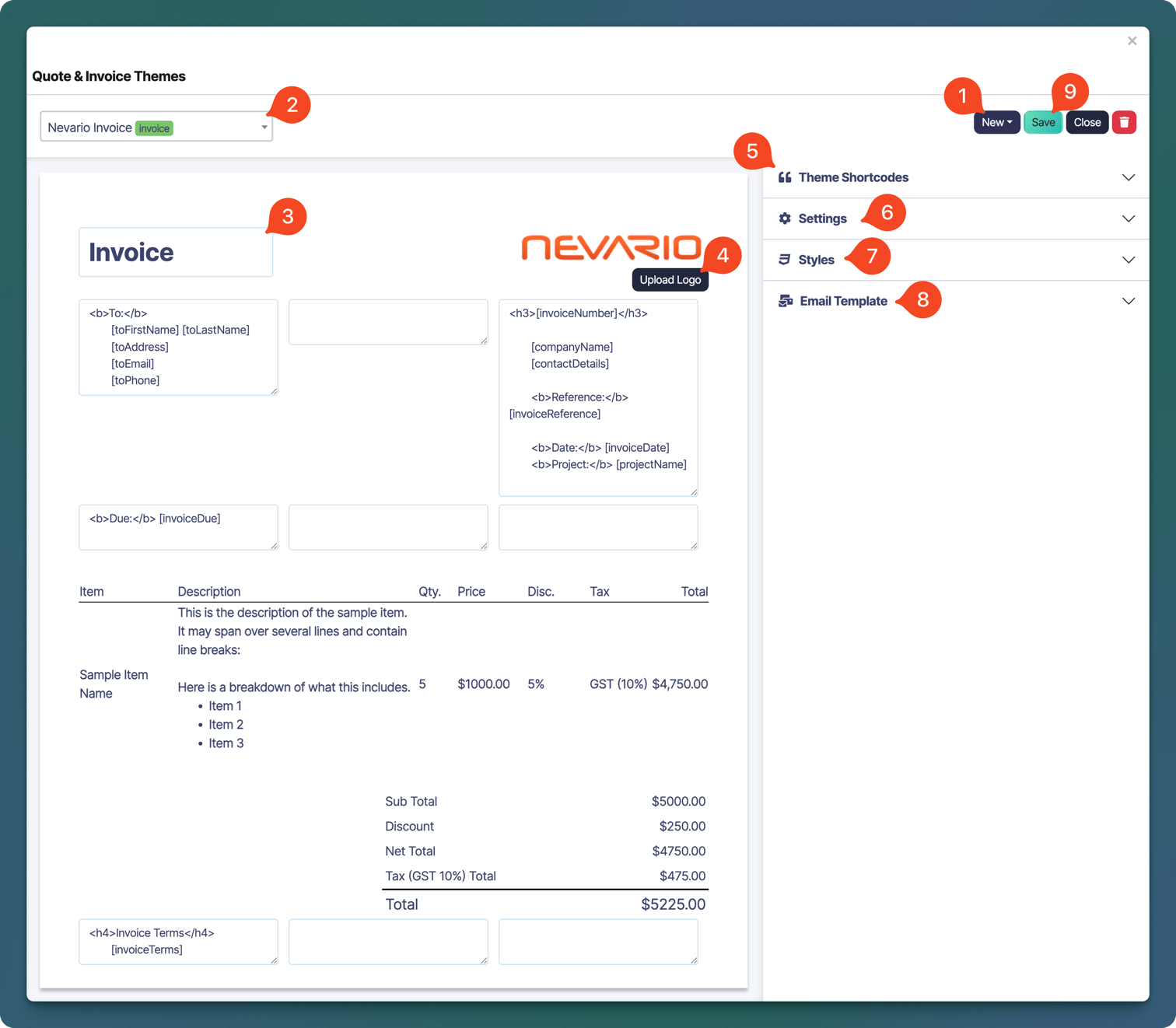 Sonderplan Quote and Invoice Theme Editor