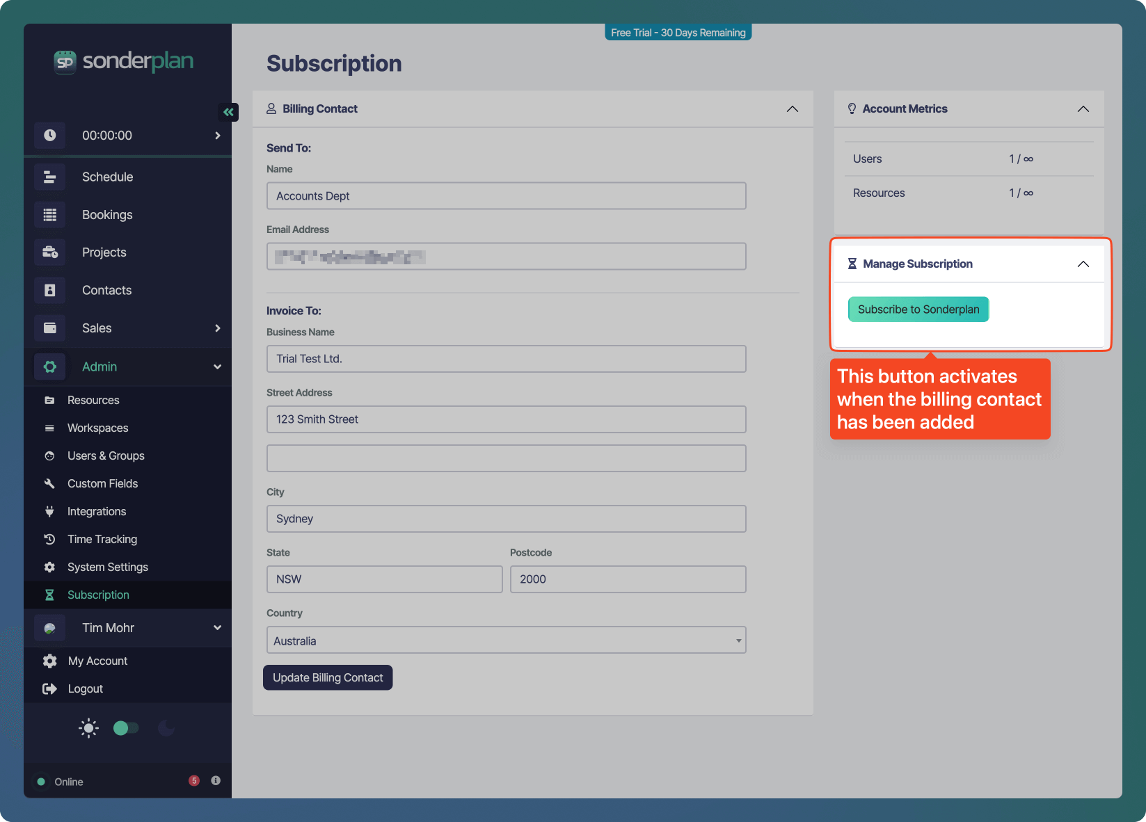 Schaltfläche Sonderplan-Abonnement erstellen