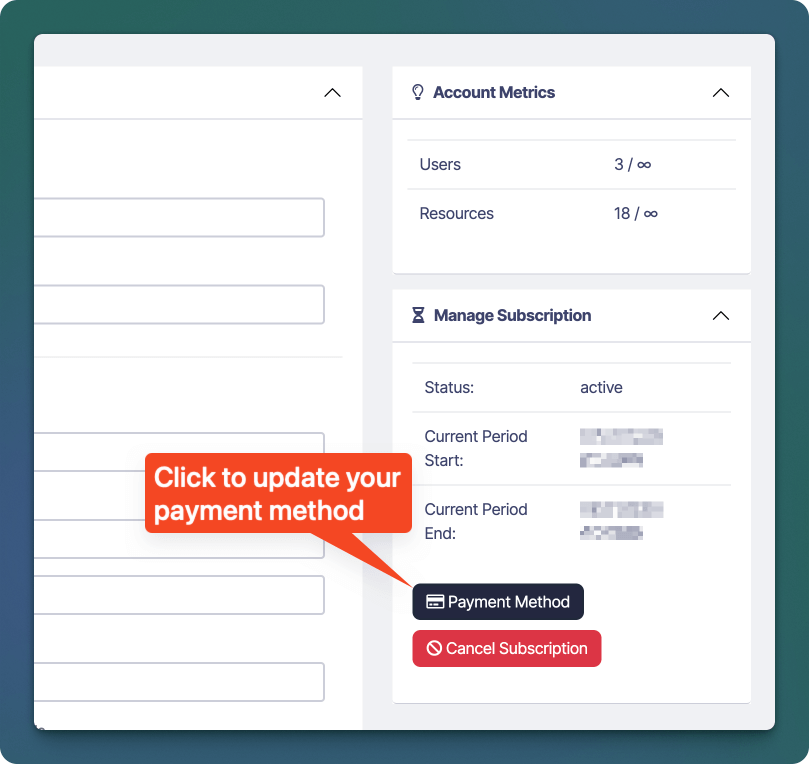 Schaltfläche Sonderplan-Zahlungsmethode aktualisieren