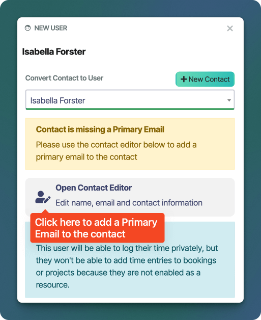 Sonderplan new user contact requires primary email
