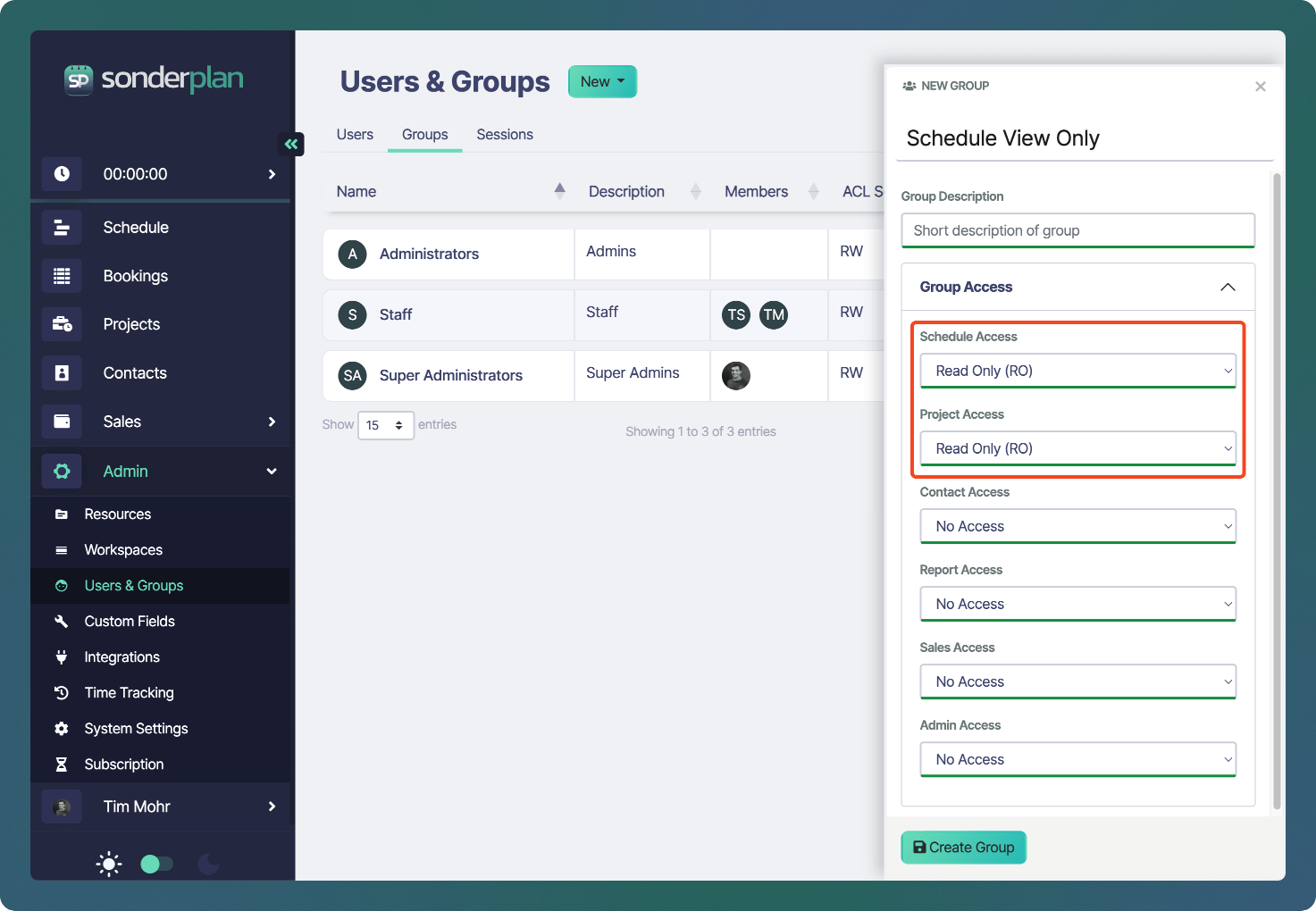 Sonderplan create custom group