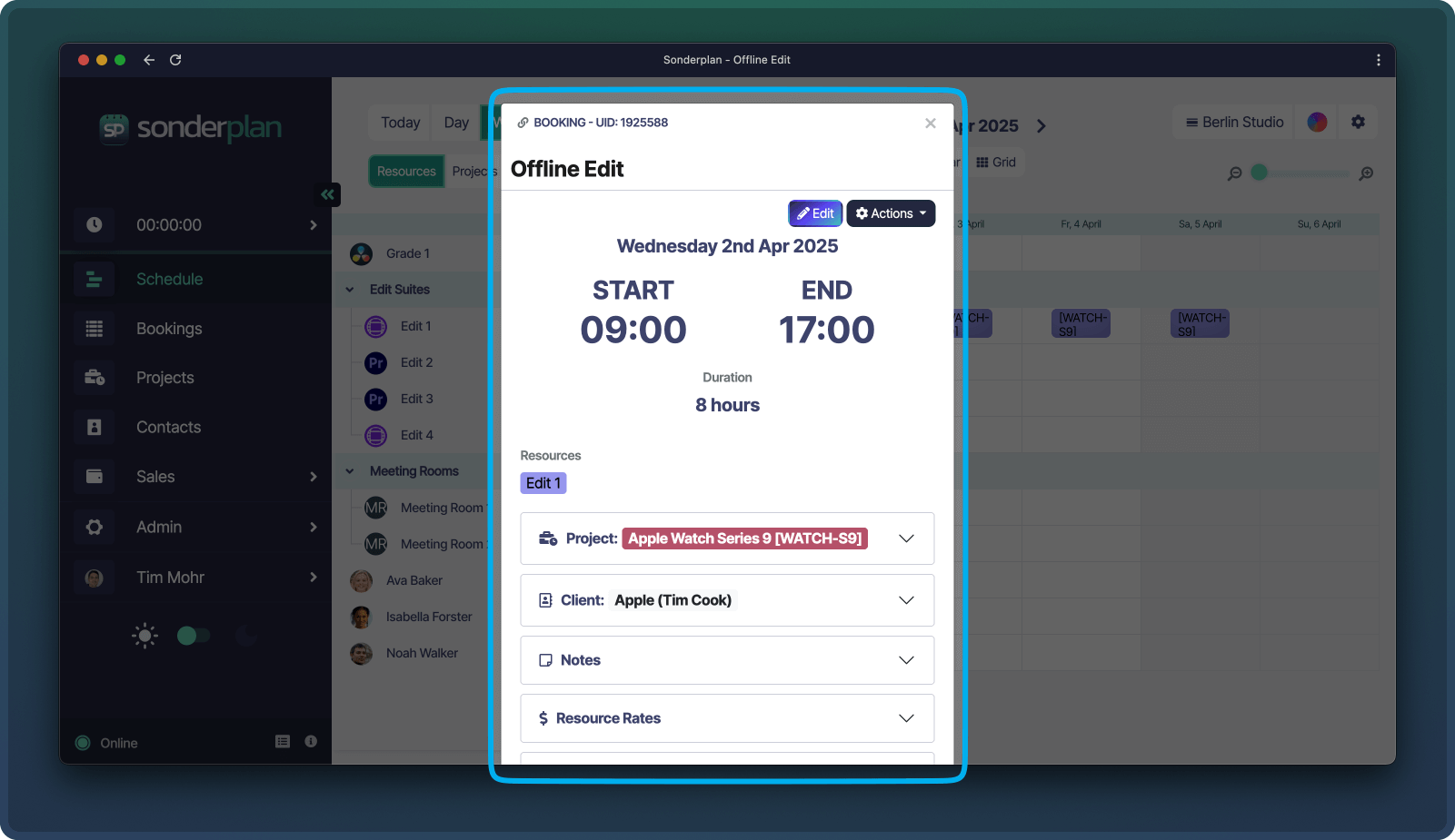 Booking editor screenshot light mode