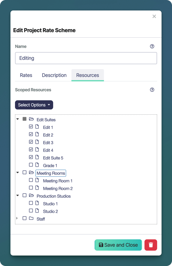 Neues Projektraten-Fenster mit Registerkarte Ressourcen in Sonderplan