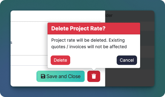 Bestätigen Sie das Löschen der Projektrate in Sonderplan