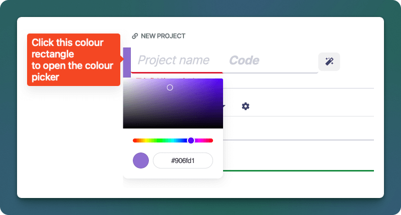 Selecting a Colour in the New Project Window in Sonderplan