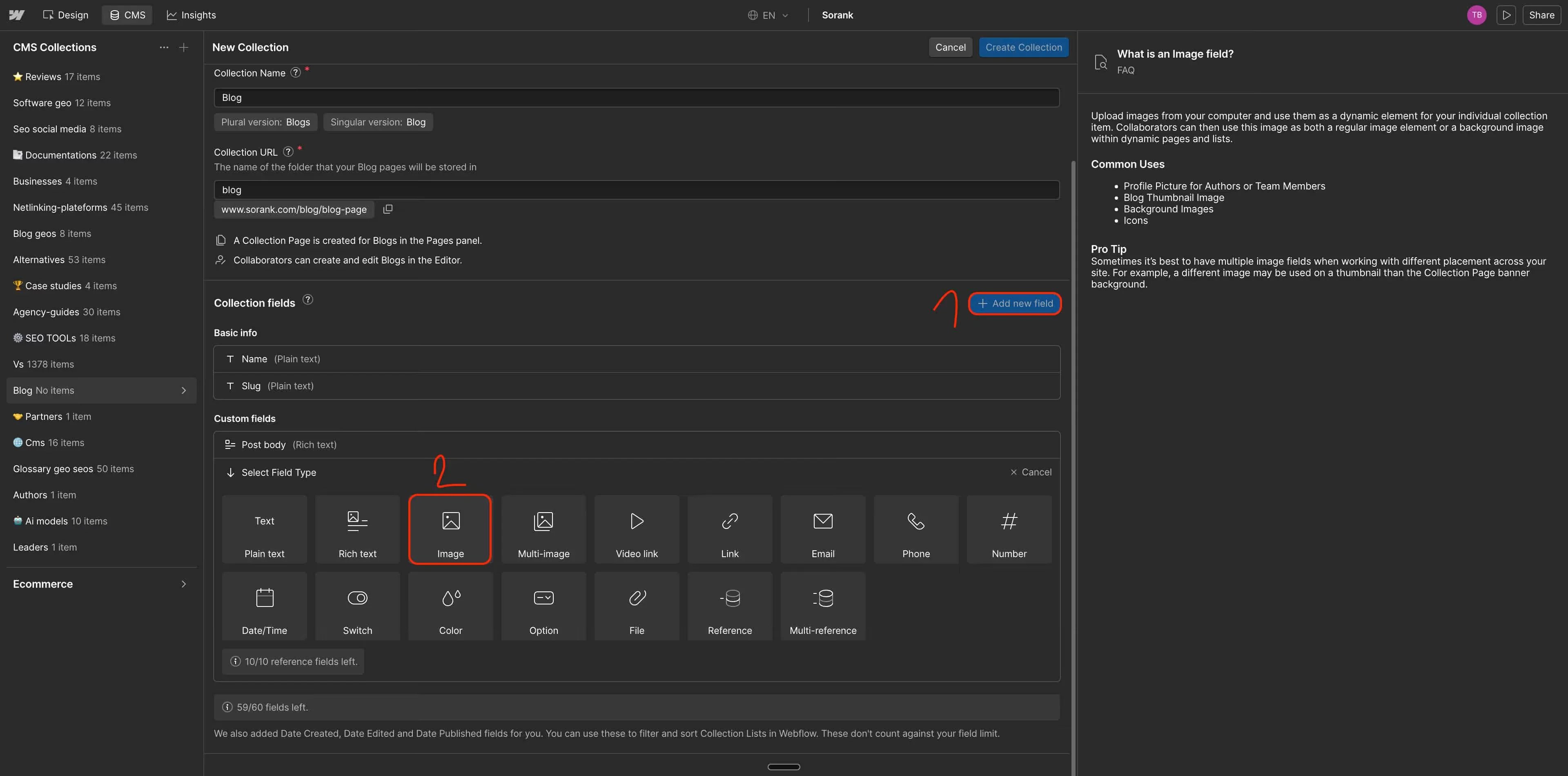 Step 3c - Select Image field type