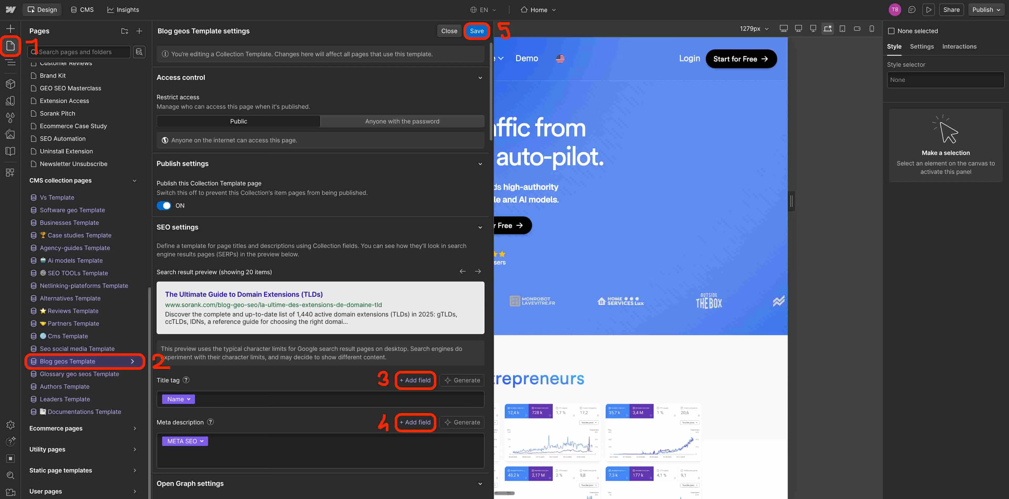 Step 4b - Link Name to Title tag and META SEO to Meta description, then Save