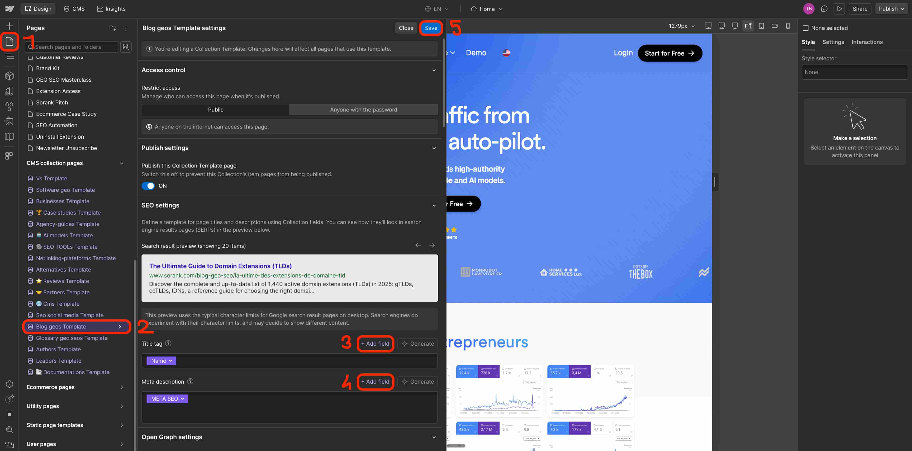 שלב 4b - קישור Name ל-Title tag ו-META SEO ל-Meta description, ואז Save