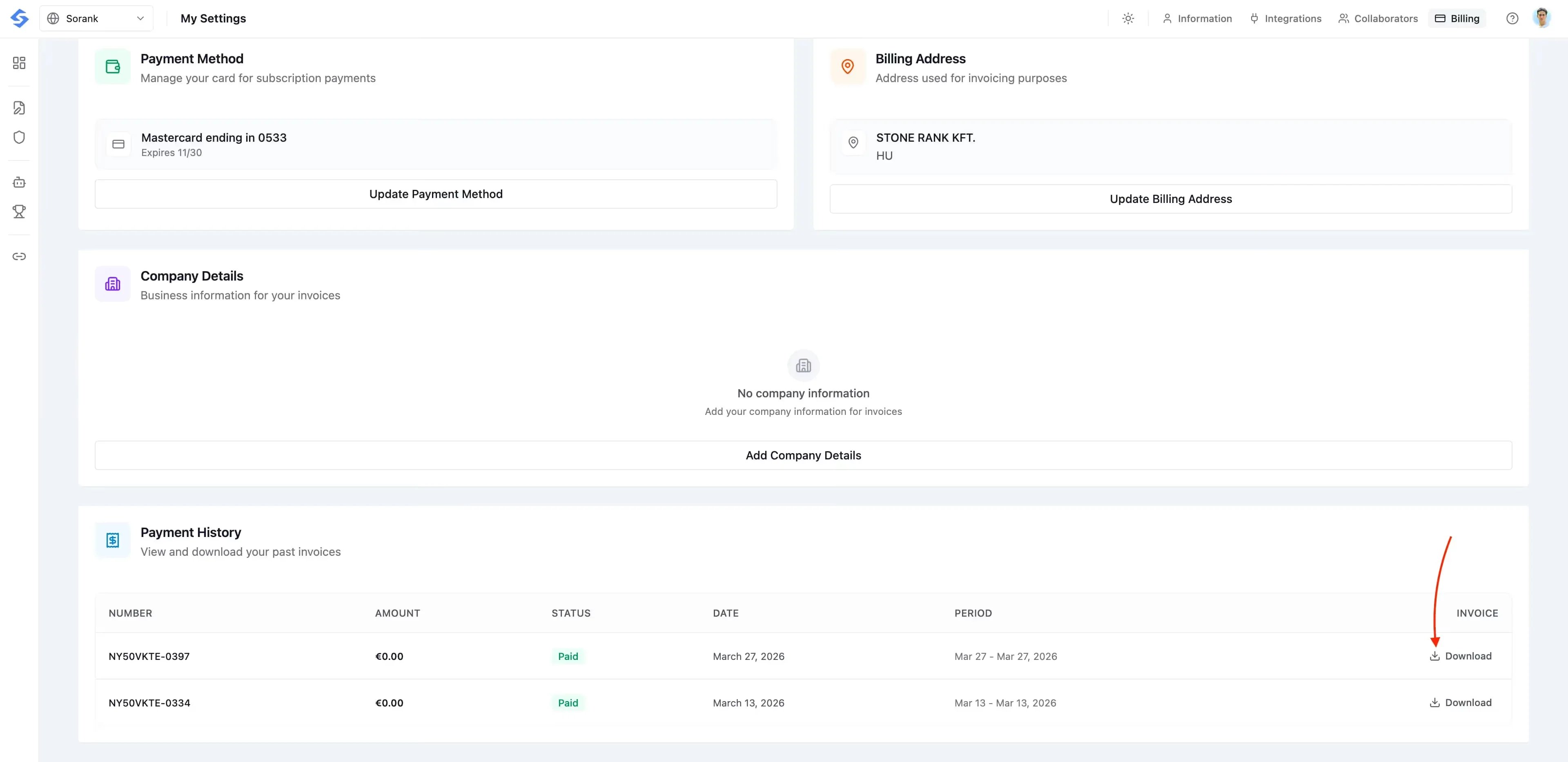 Invoices: Step 3: Scroll down to Payment History