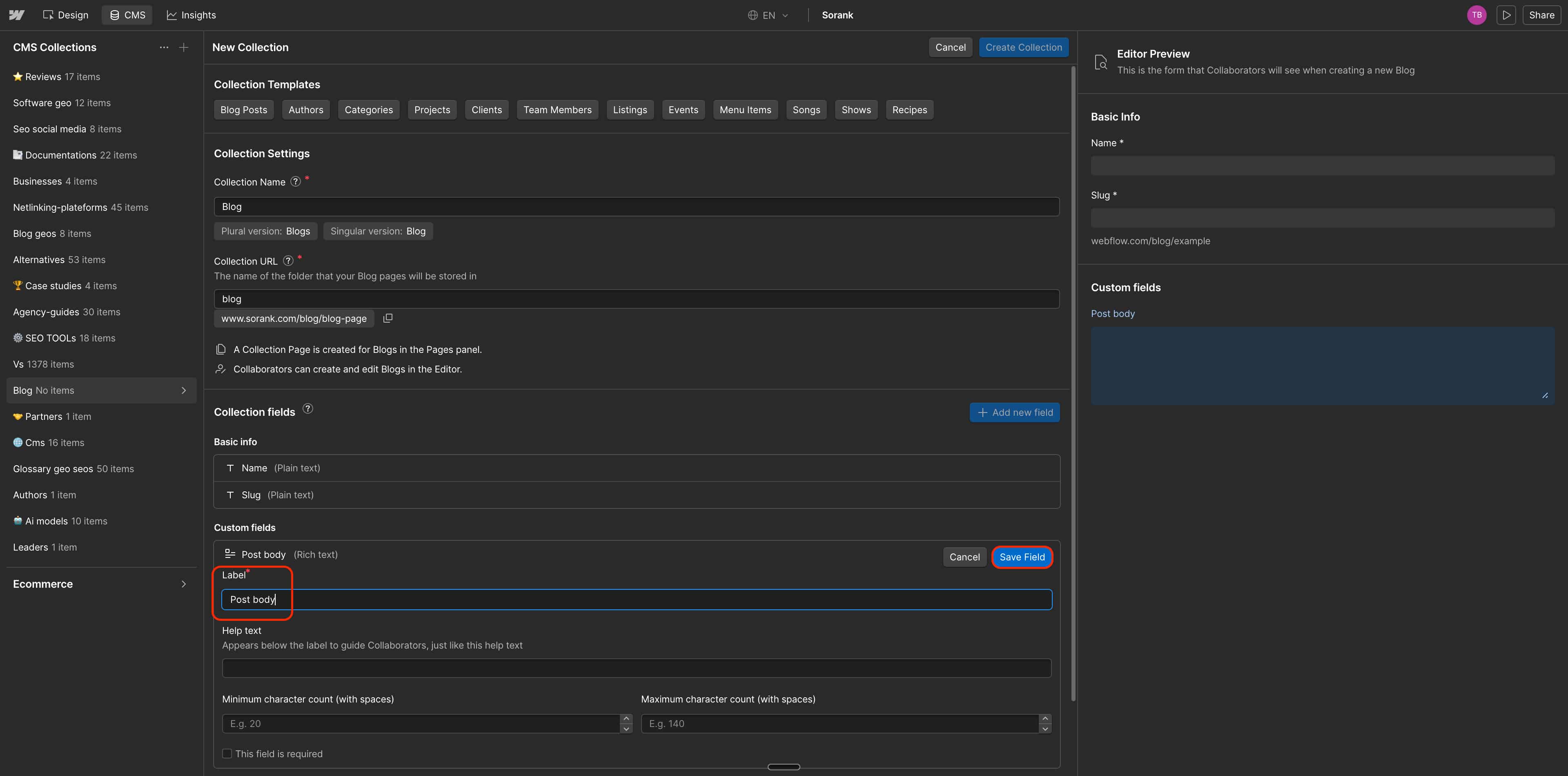 שלב 3b - מתן שם Post body ושמירה