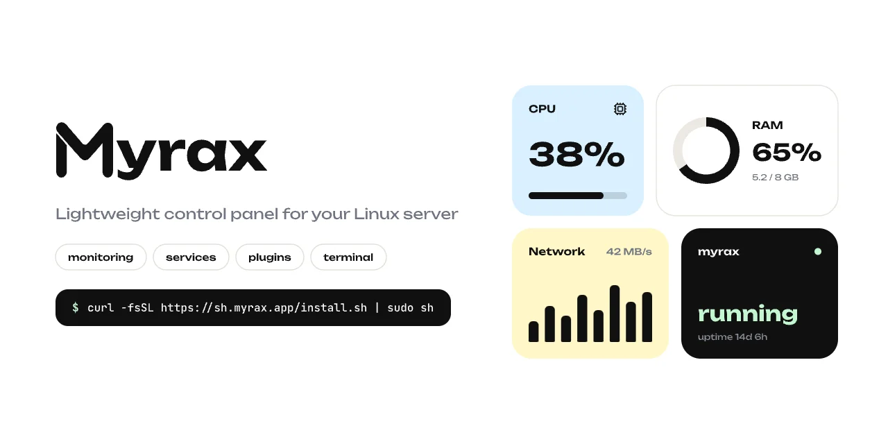 Myrax — lightweight Linux server control panel