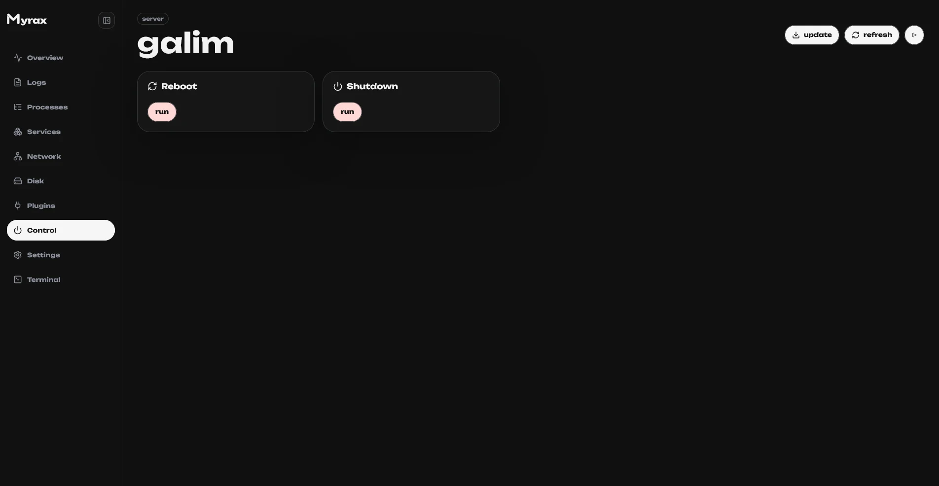 Control screen