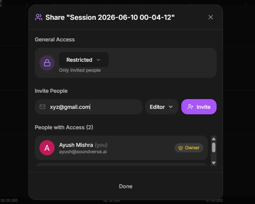 Invite Modal Email Invite