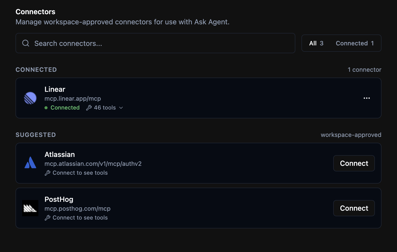 Account connectors page
