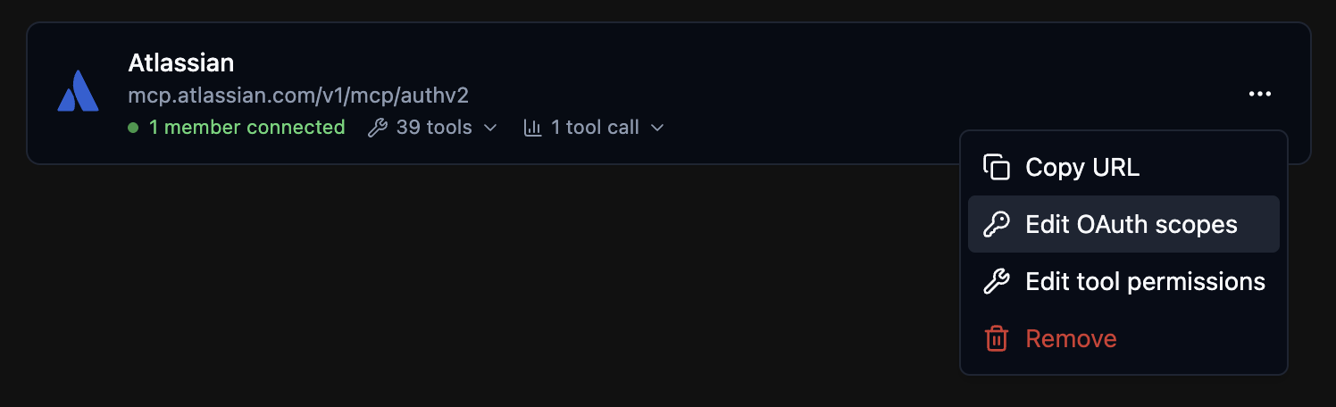 OAuth scopes editing