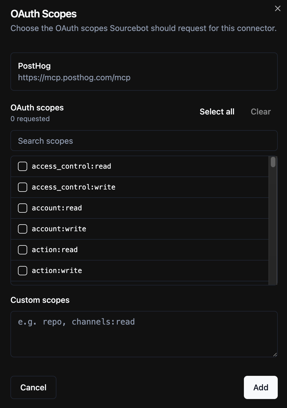 OAuth scopes discovery