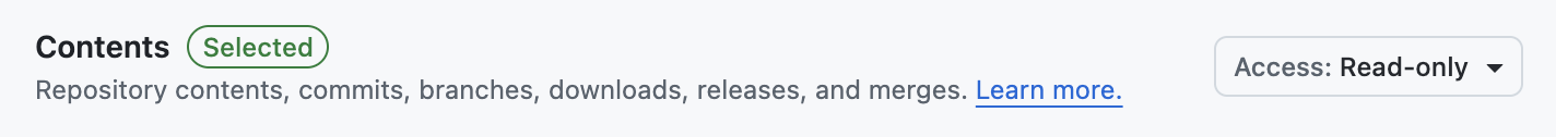 Contents repository permission set to Read-only