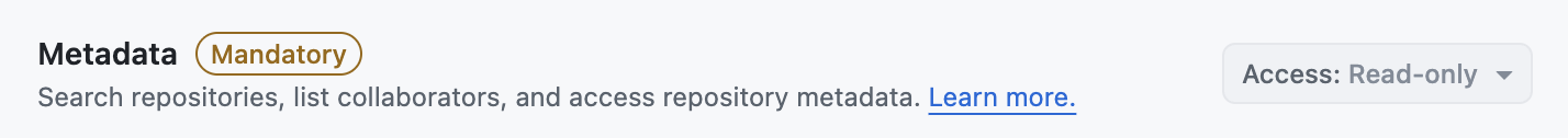 Metadata repository permission set to Read-only