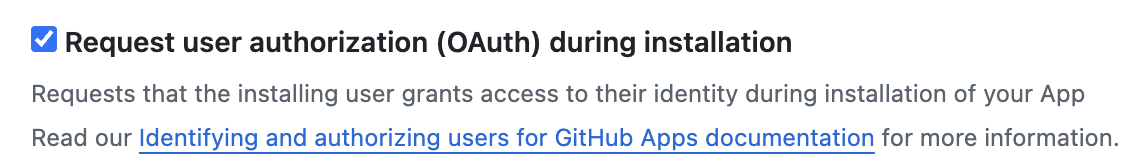 GitHub App request user authorization during installation