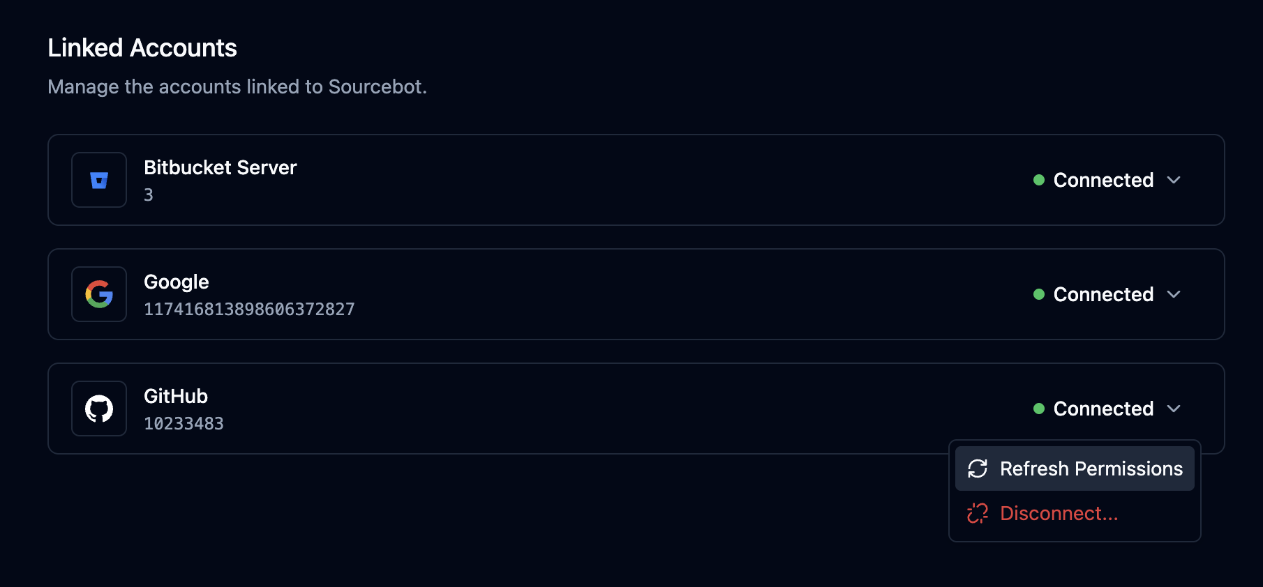 Linked Accounts - Refresh Permissions