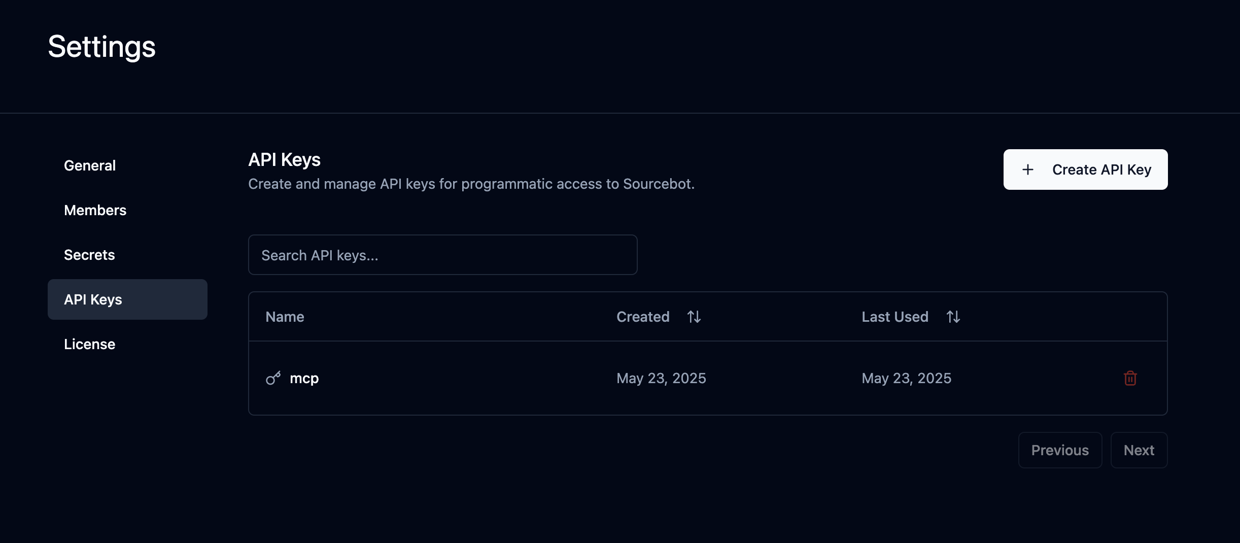 API Keys UI