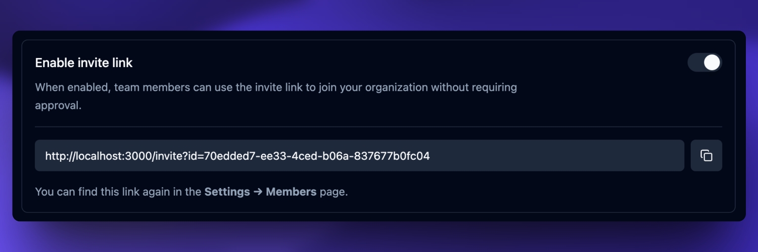 Invite Link Toggle