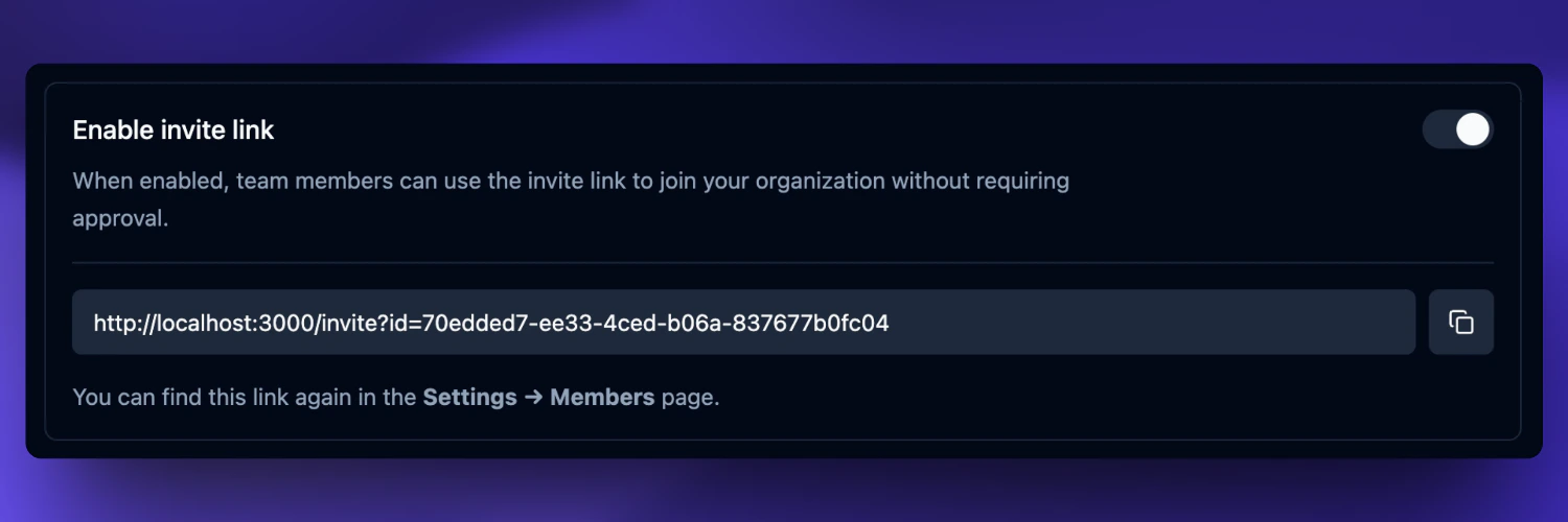 Invite Link Toggle