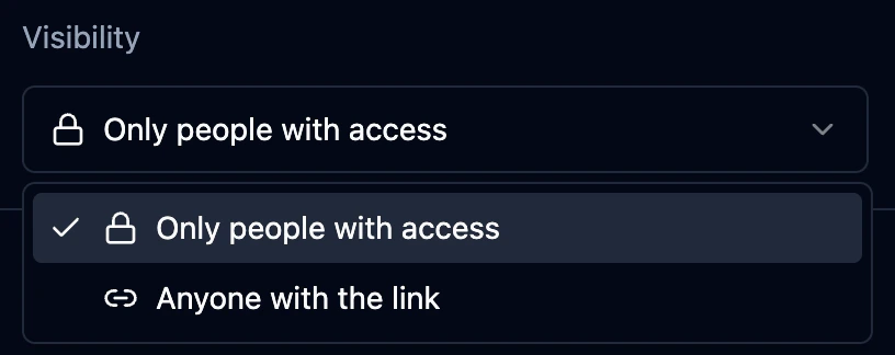 Chat visibility dropdown