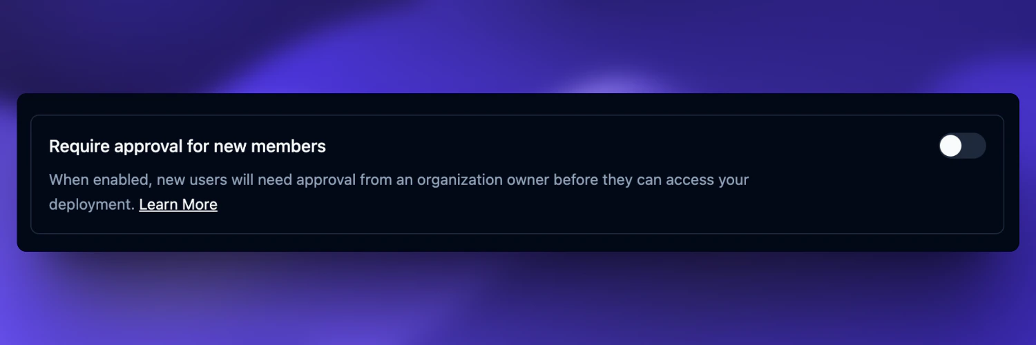 Member Approval Toggle