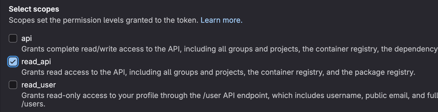 GitLab PAT Scope