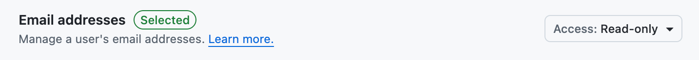 Email addresses account permission set to Read-only