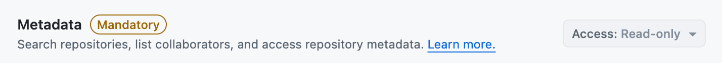 Metadata repository permission set to Read-only