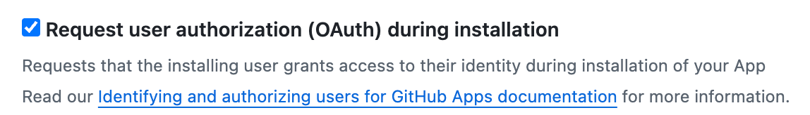 GitHub App request user authorization during installation