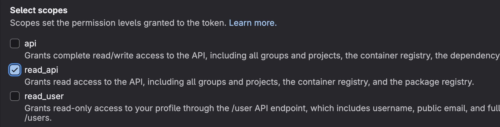 GitLab PAT Scope
