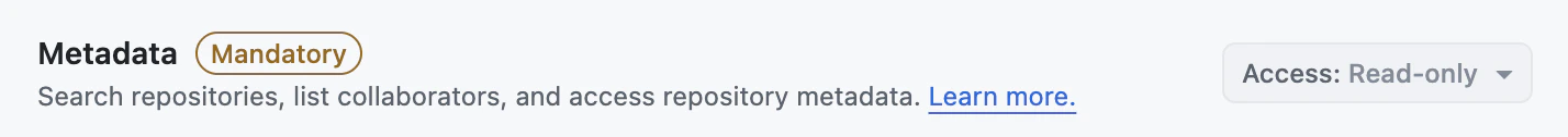 Metadata repository permission set to Read-only