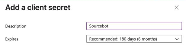 Microsoft Entra add a client secret panel