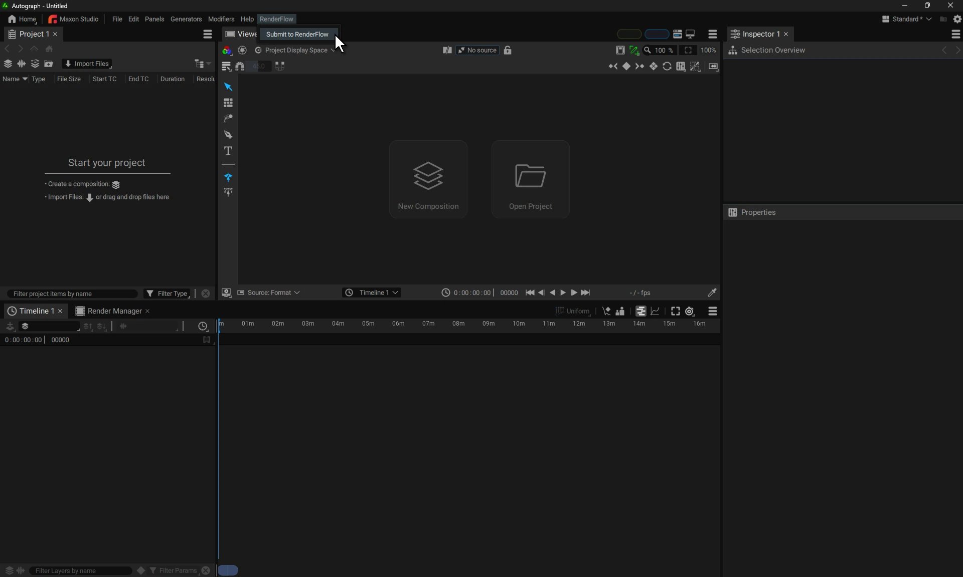 Autograph with the RenderFlow menu open and Submit to RenderFlow under the cursor