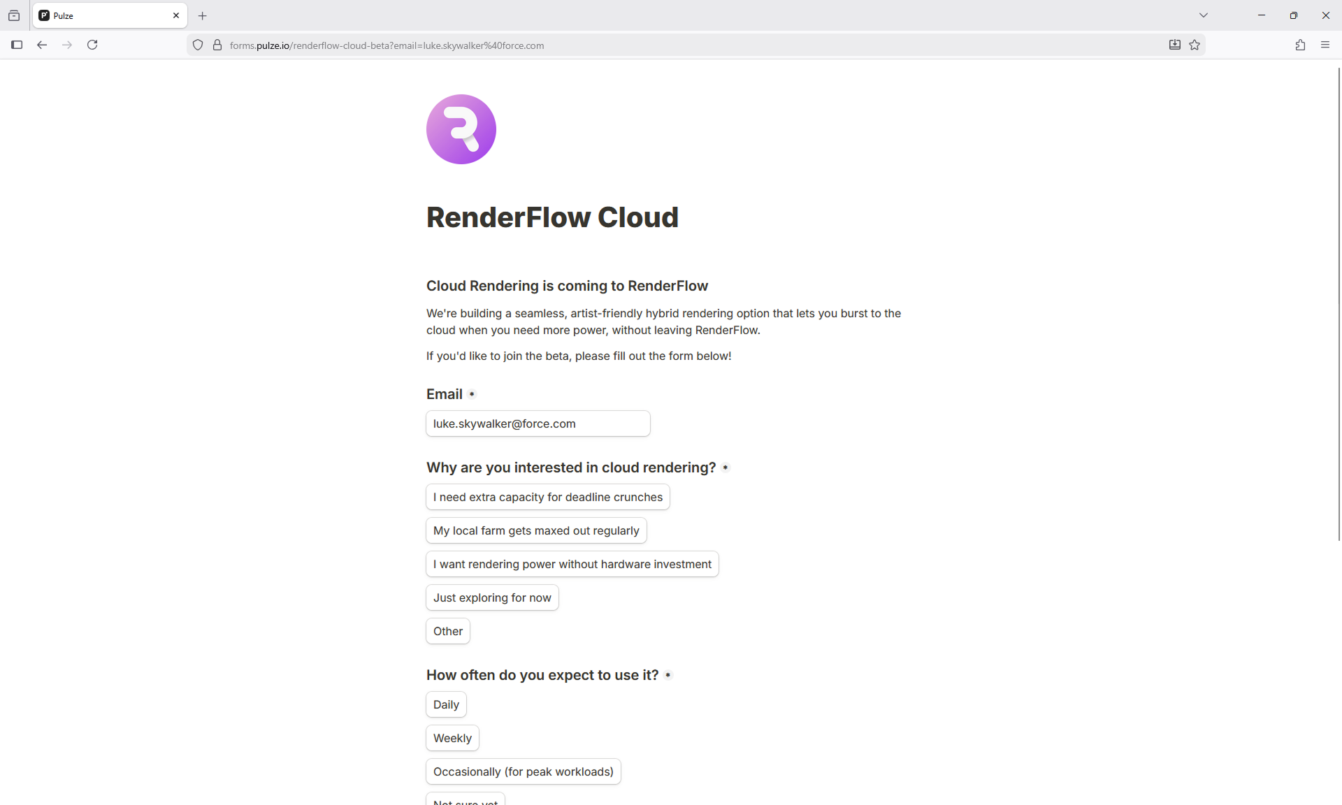 RenderFlow Cloud Beta Access