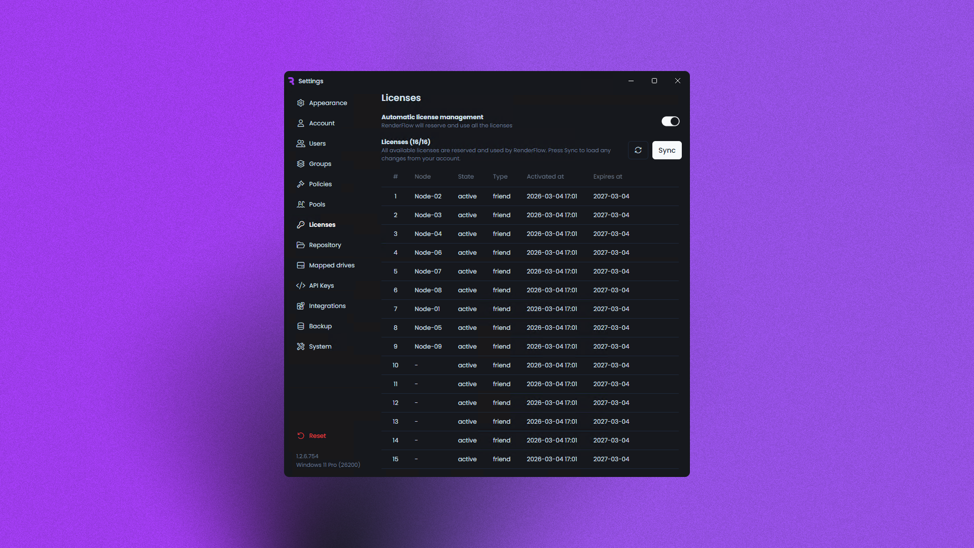 RenderFlow Settings