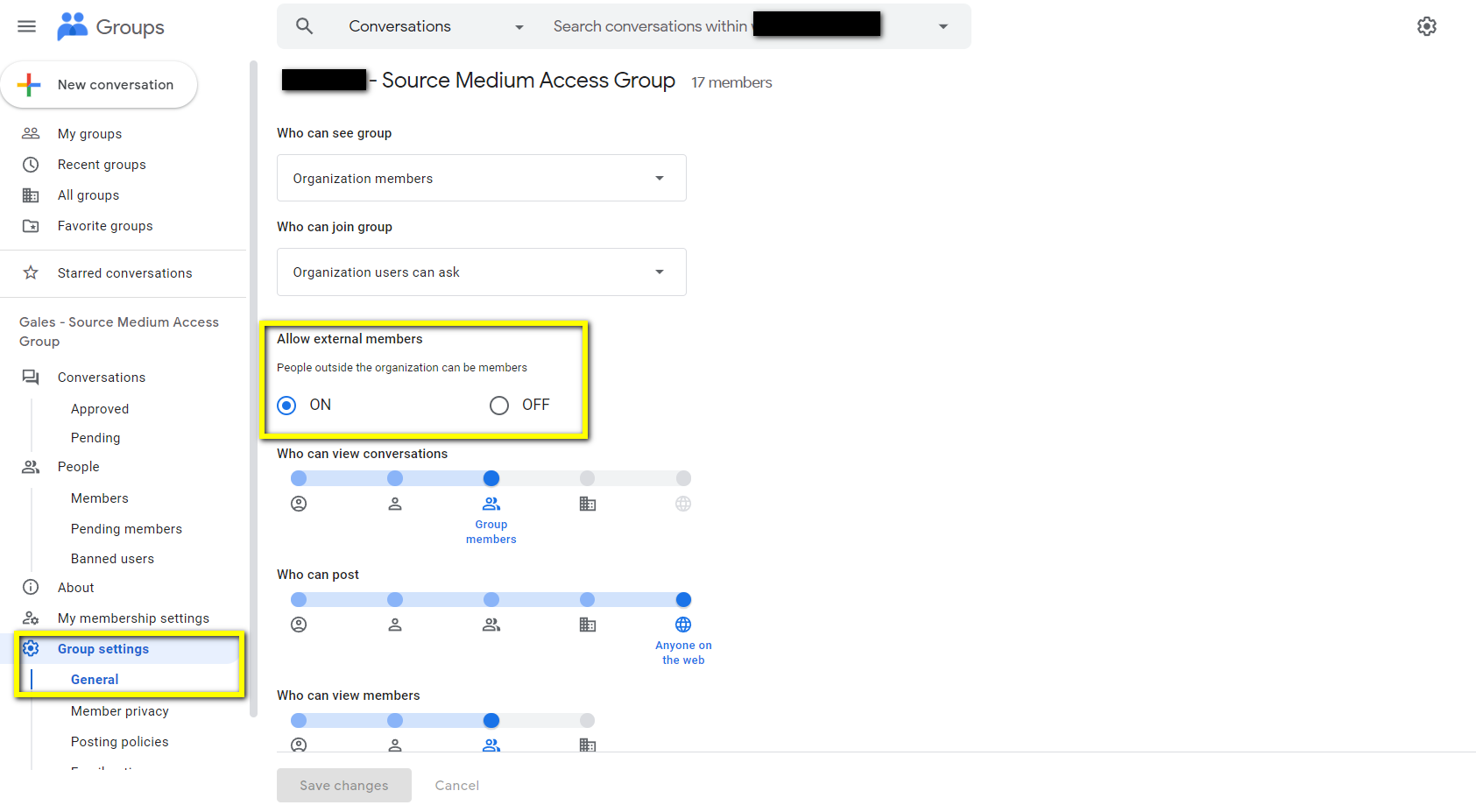 External members setting