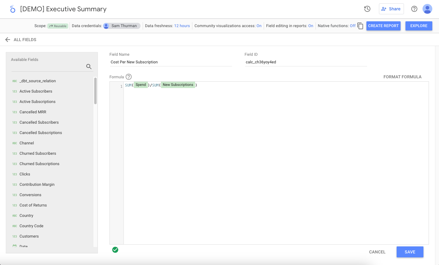 Save calculated field