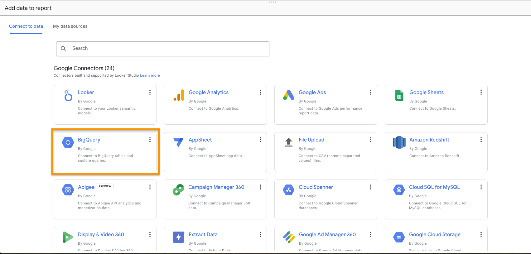 Select BigQuery connector
