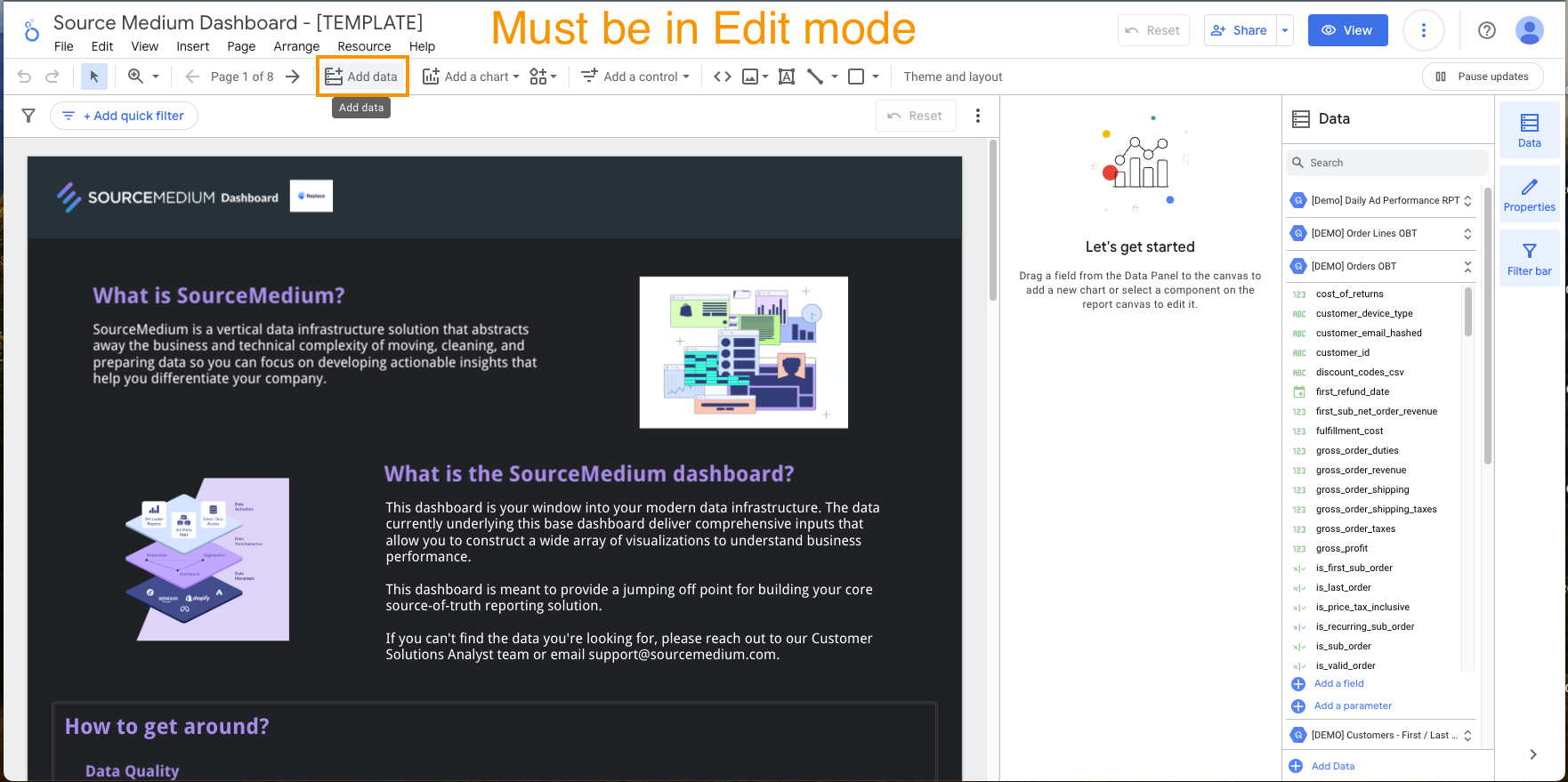 Create data source from report