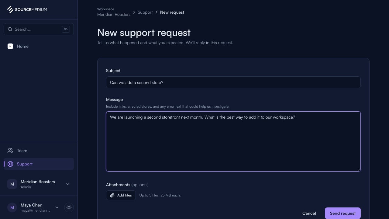 Start a new request