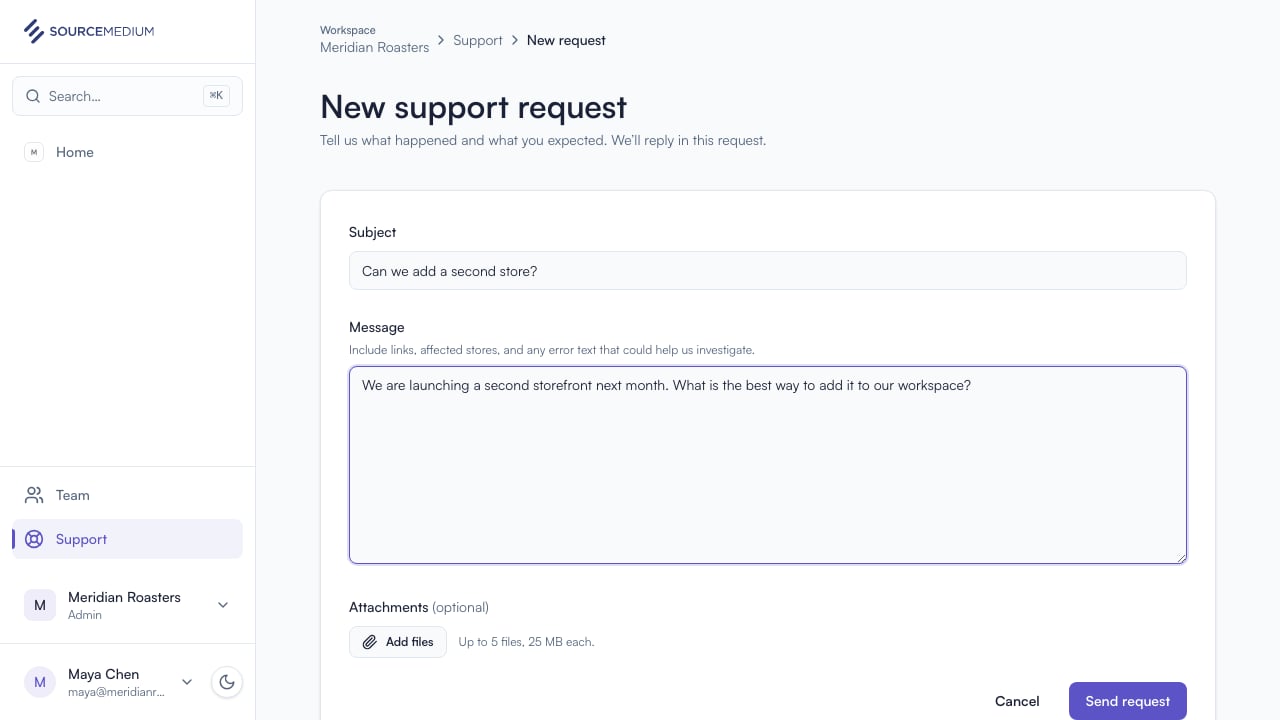 Start a new request