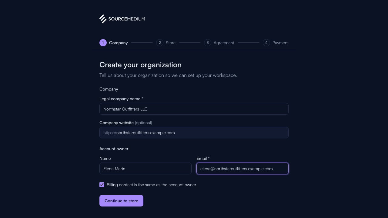 Enter company details