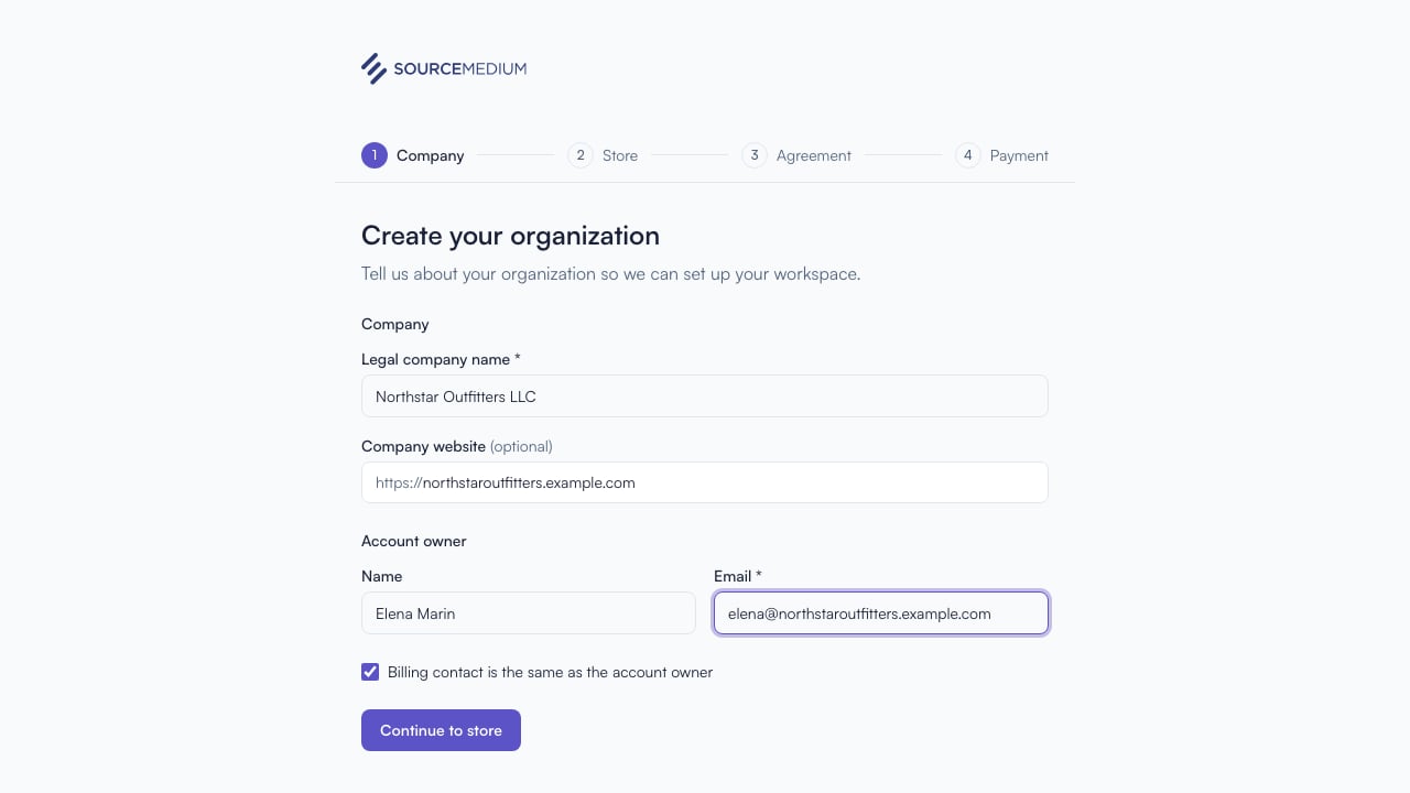 Enter company details