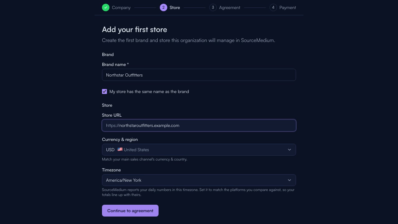 Add the first store
